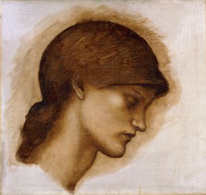 Tanulmány a hölgy fejéről, alkotó: Edward Burne Jones