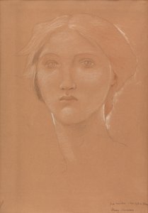 Tanulmány Margaret Burne-Jones fejéről a „Cophetua király és a kolduslány” számára (kréta papíron) alkotó: Edward Coley Burne Jones