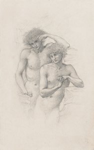 Két férfi akt tanulmányozása az "Arthur in Avalon" c. 1885