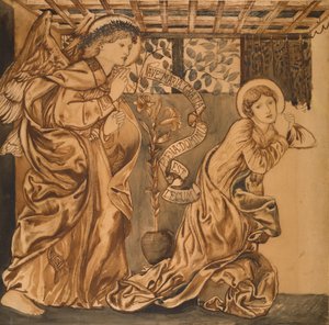 Angyali üdvözlet (akvarell papíron) alkotó: Edward Burne Jones
