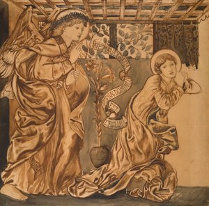 Az Angyali üdvözlet, 1862 körül alkotó: Edward Burne Jones