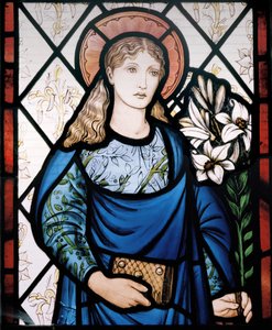 Szűz Mária, 1882 (festett üveg) alkotó: Edward Burne Jones