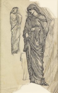 Két tanulmány egy hölgyről egy hosszú lefolyó ruhában alkotó: Edward Burne Jones