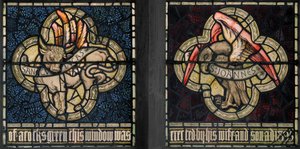 Birmingham, Acocks Green, St Mary The Virgin, Morris & Co., Edward Burne-Jones, John Henry Dearle (1859-1932), Az evangélisták szimbólumai, St Luke & St John, 1895