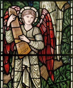 Wilden, All Saints, Morris & Co., Edward Burne-Jones, John Henry Dearle (1859-1932), Angels Of Paradise, Angel Musicians, részlet, 1902-1914, Louisa, Alfred, The Baldwins, miniszterelnök, metodista, Wo