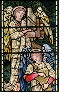 Wilden, All Saints, Morris & Co., Edward Burne-Jones, John Henry Dearle (1859-1932), Angels Of Paradise, Angel Musicians, részlet, 1902-1914, Louisa, Alfred, The Baldwins, miniszterelnök, metodista, Wo