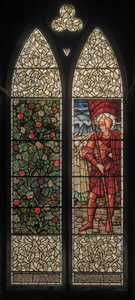 Wilden, All Saints, Morris & Co., Edward Burne-Jones, John Henry Dearle (1859-1932), Foliage & Joshua, 1902-1914, Louisa, Alfred, The Baldwins, miniszterelnök, metodista, Worcestershire, Arts & Crafts alkotó: Edward Coley and Dearle Burne-Jones