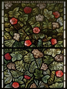 Wilden, All Saints, Morris & Co., Edward Burne-Jones, John Henry Dearle (1859-1932), Lombozat, részlet, 1902-1914, Louisa, Alfred, The Baldwins, miniszterelnök, metodista, Worcestershire, Arts & Crafts,