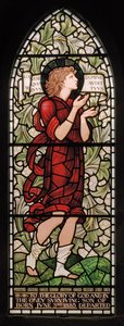 Wilden, All Saints, Morris & Co., Edward Burne-Jones, John Henry Dearle (1859-1932), Samuel, 1902-1914, Louisa, Alfred, The Baldwins, miniszterelnök, metodista, Worcestershire, Arts & Crafts, Rudyard alkotó: Edward Coley and Dearle Burne-Jones