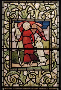 Wilden, All Saints, Morris & Co., Edward Burne-Jones, John Henry Dearle (1859-1932), The Child with Guardian Angel, 1902-1914, Louisa, Alfred, The Baldwins, miniszterelnök, metodista, Worcestershire,