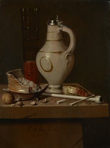 Csendélet dohányzó edényekkel és söröskorsóval, 1664