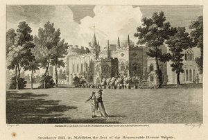 Strawberry Hill, Twickenham, London, a tiszteletreméltó Horace Walpole székhelye. alkotó: Edward Dayes