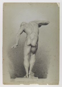 Akt-tanulmány, 1848 körül (fekete-fehér zsírkréta kékeszöld, közepes súlyú, enyhén texturált vászonpapírra) alkotó: Edward Docker