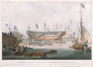 Az Edinburgh felbocsátása Blackwallban, 1825. november 9., Huggins festette alkotó: Edward Duncan