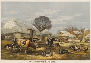 A karácsonyi tanyaudvar (chromolitho)