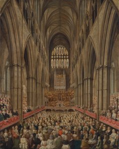 A Westminster-apátság belső látképe Händel emléknapján, az igazgatói páholyból felvéve