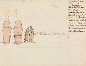 Levél Richard Burney tiszteletesnek kolosszális fej rajzával a British Museum Courtyardból alkotó: Edward Francis Burney