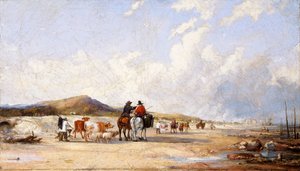 „Crossing the Sand to Swansea market”, 1850-es évek alkotó: Edward Francis Drew Pritchard