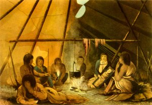 "Interior of a Cree Indian Tent", 1820, 1946.