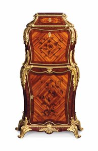 Petit Secretaire abattant, 1860 körül (ormolu királyfával, tulipánfával és amaránt intarziával) alkotó: Edward Holmes Baldock