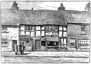 Shakespeare szülőhelye a helyreállítás előtt, Stratford-upon-Avon, Warwickshire, 1885.