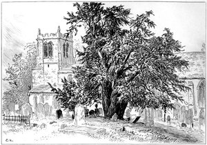Snitterfield templom, Snitterfield, Warwickshire, 1885.