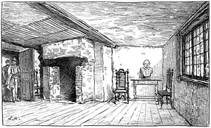 A szoba, amelyben Shakespeare született, Stratford-upon-Avon, Warwickshire, 1885. alkotó: Edward Hull