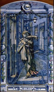 December, a holland konyha csempepaneleinek sorozatából, 1867-8 alkotó: Edward John Poynter