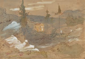 Egy szentély Khania közelében, Kréta szigetén, Görögországban alkotó: Edward Lear