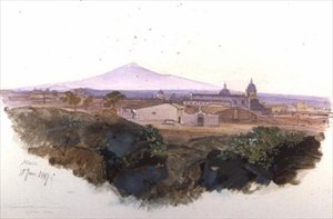 Catania: 1847 (toll, tinta és gouache) alkotó: Edward Lear