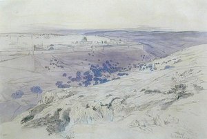 Jeruzsálem, 1858. április 24-28. (toll, tinta és akvarell, papír) alkotó: Edward Lear