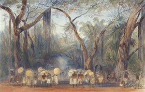 Emberek az út mellett Kalicut közelében, Malabarban alkotó: Edward Lear