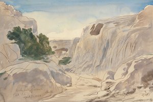 Mosta sziklás völgye, Málta, 14:15 (1866. április 3.) alkotó: Edward Lear