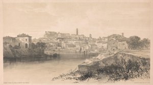 Róma a Via della Porta San Paolo felől, a „Kilátások Rómából és környékéről” című műből, 1841 alkotó: Edward Lear