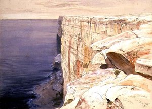 A sziklák Garf Hasan közelében, Máltán alkotó: Edward Lear