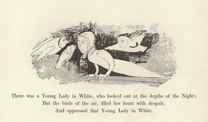 Volt egy fehérruhás ifjú hölgy, aki az Éjszaka mélyére nézett alkotó: Edward Lear