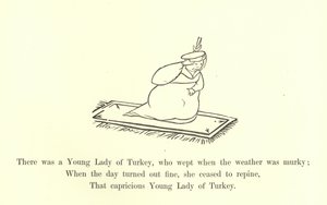 Volt egy török ifjú hölgy, aki sírt, ha borús volt az idő. alkotó: Edward Lear