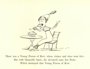 Volt egy fiatal Kew-ben, akinek kevés erénye és bűne volt alkotó: Edward Lear