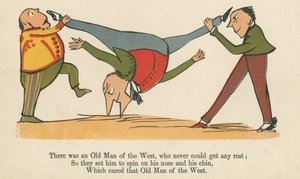 Volt egy öregember nyugatról, aki soha nem tudott nyugodni, a Frederick Warne and Co. által kiadott "A Book of Nonsense"-ből, London, 1875 körül.