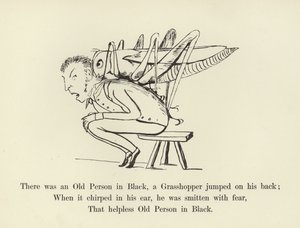 Volt egy öreg fekete ruhás, egy szöcske ugrott a hátára alkotó: Edward Lear