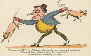 Volt egy Anerley-i öregember, akinek a viselkedése furcsa és modortalan volt, a Frederick Warne és társai által kiadott "A Book of Nonsense" című könyvből, London, 1875 körül. alkotó: Edward Lear