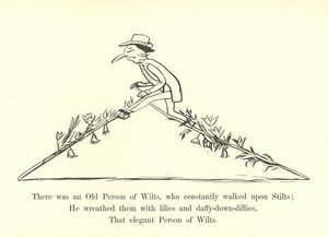 Volt egy Öreg Férfi, aki állandóan gólyalábasokon sétált alkotó: Edward Lear