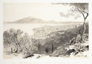 Kilátás a Várhegyről, Monte Skopo felé nézve, Zante, 1863 alkotó: Edward Lear