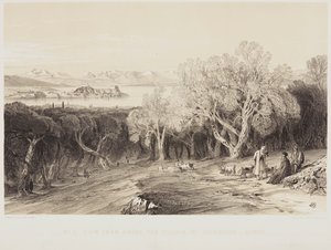 Kilátás Ascension faluból, Korfu szigetén alkotó: Edward Lear