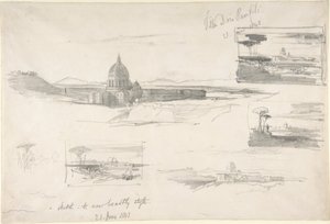 Kilátás a Szent Péter-bazilikára, Róma alkotó: Edward Lear