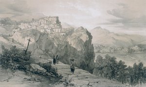 Kilátás Rómában és környékén: Rocca Giovane és a távolban a Licenses és Civitella di Licenses városai alkotó: Edward Lear