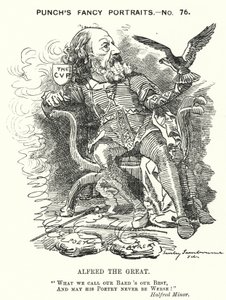 Punch rajzfilm: Alfred, Lord Tennyson, angol költő (metszet) alkotó: Edward Linley (after) Sambourne