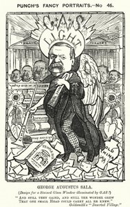 Punch rajzfilm: George Augustus Sala, angol író és újságíró (metszet) alkotó: Edward Linley (after) Sambourne