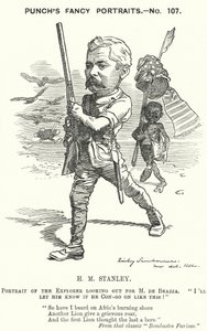 Punch rajzfilm: Henry Morton Stanley, walesi újságíró és felfedező (metszet)