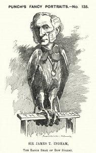 Punch rajzfilm: Sir James Taylor Ingham, angol ügyvéd és rendőrbíró (metszet) alkotó: Edward Linley (after) Sambourne